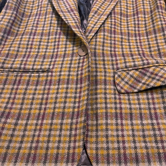 Vintage Donnybrook Blazer Women’s 4 Wool Brown Plaid Dark Academia Ukraine Suede - Picture 3 of 11